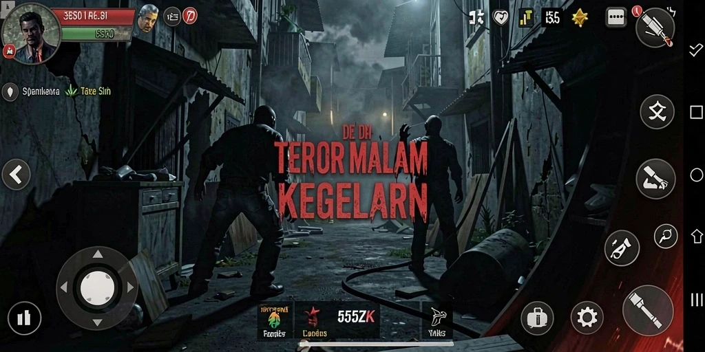 Tangkapan layar 555ZK menampilkan gameplay seram dan menegangkan.