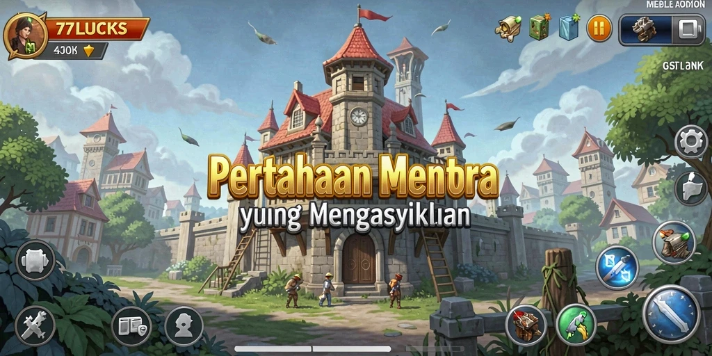 Tampilan gameplay seru dari 77LUCKS dalam pertahanan menara.