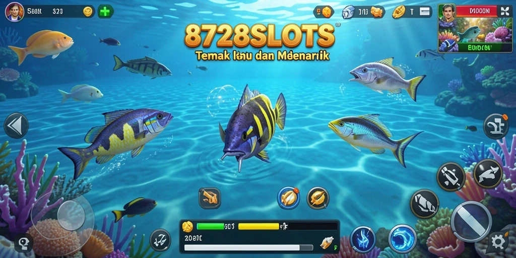 Tangkapan layar dari gameplay seru 8728SLOTS yang menampilkan aksi Tembak Ikan.