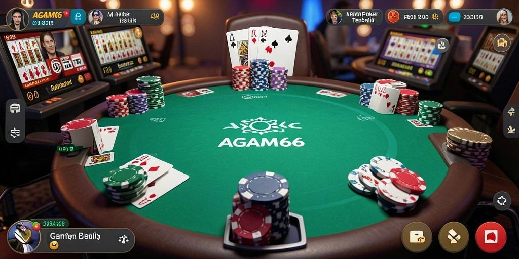 Tampilan gameplay AGAM66 saat bermain Poker online.