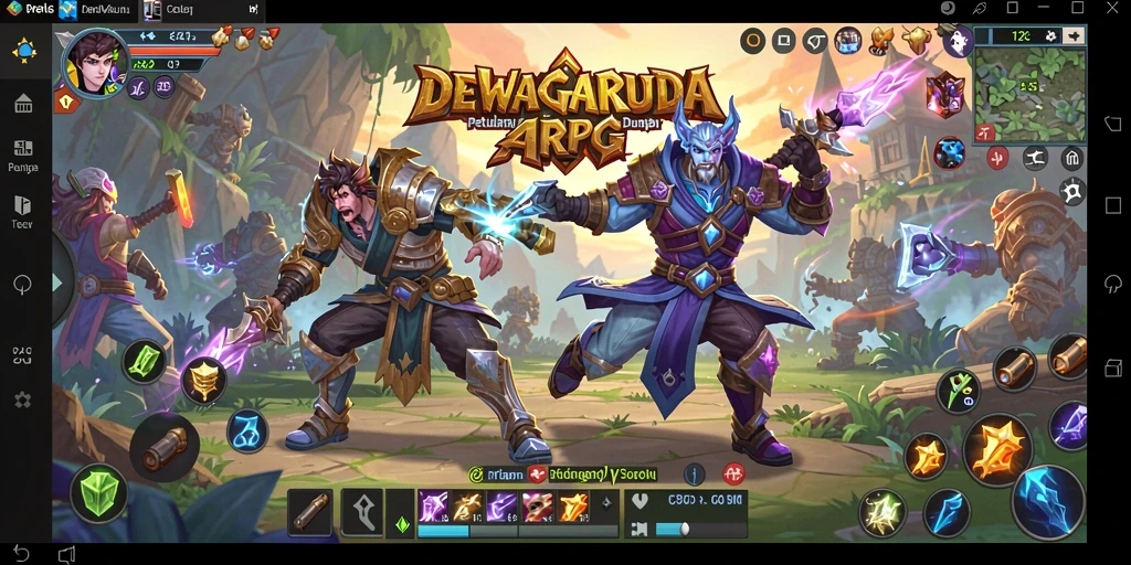 Tangkapan layar gameplay seru DEWAGARUDA dengan aksi pertempuran epik.