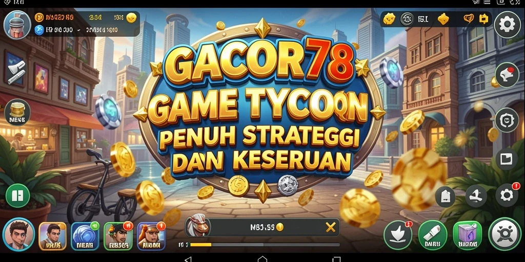 Tangkapan layar gameplay GACOR78 dengan berbagai elemen bisnis Tycoon.