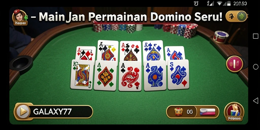 Screenshot gameplay seru dari GALAXY77 yang menampilkan aksi Domino.