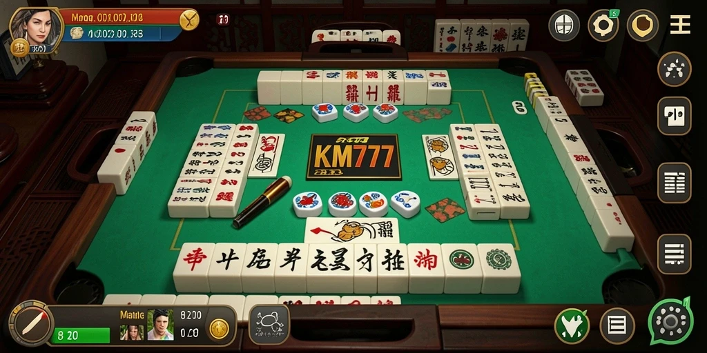 Tampilan gameplay menarik dari KM777 yang menampilkan strategi Mahjong.