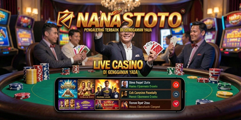 Screenshot NANASTOTO menampilkan dealer yang sedang beraksi di meja Live Casino.