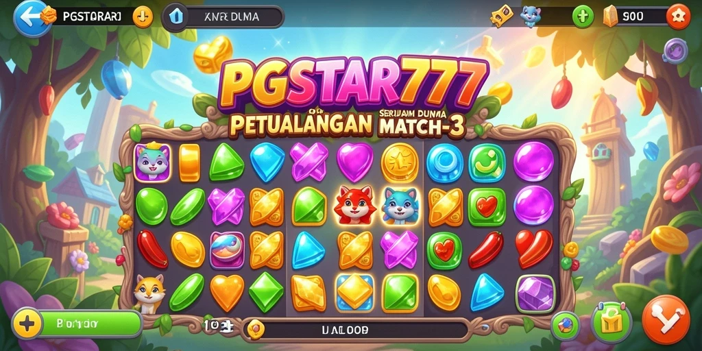 Tampilan menarik gameplay PGSTAR777 dengan tantangan Match-3 yang seru.