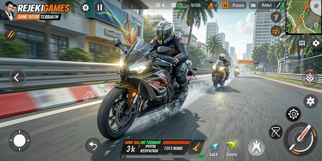 Tampak seru saat balapan motor di lintasan menantang.
